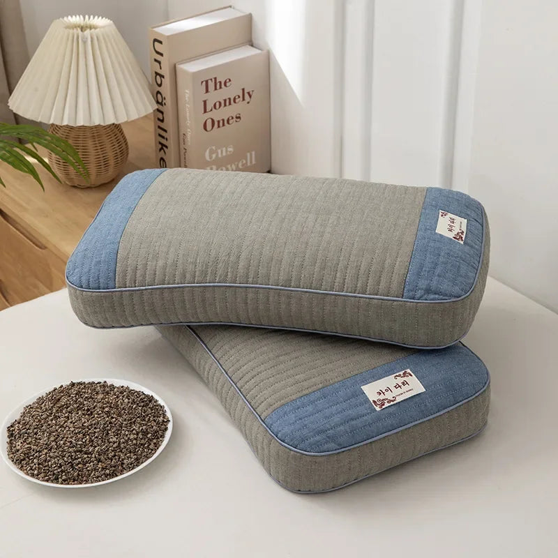 Oreiller memoire de forme multicolore empile pour un sommeil ergonomique